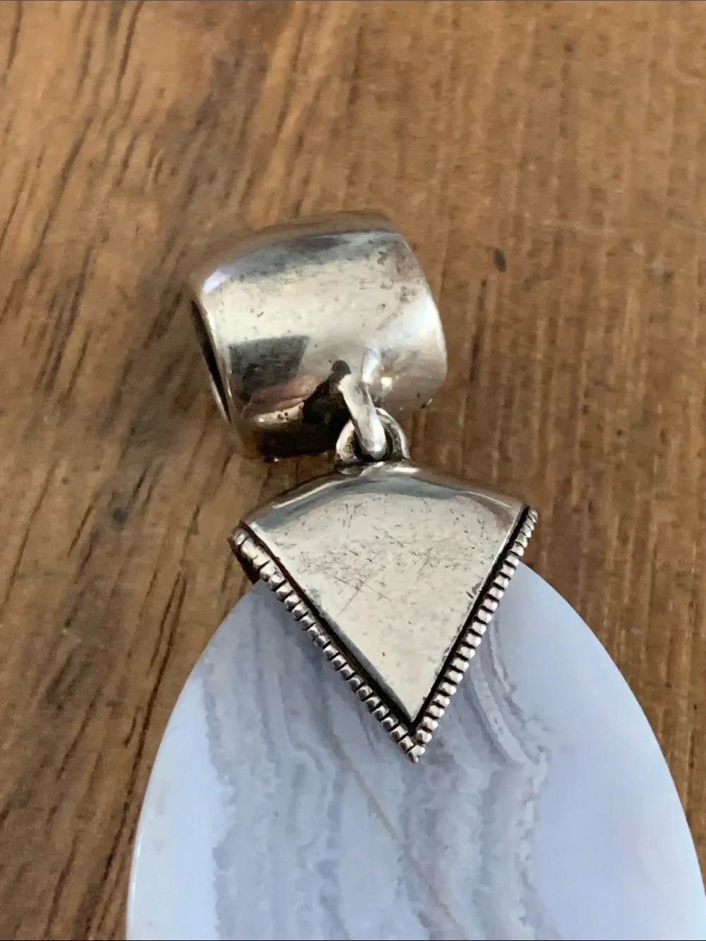 925 Marcasite and Blue Lace Agate Pendant